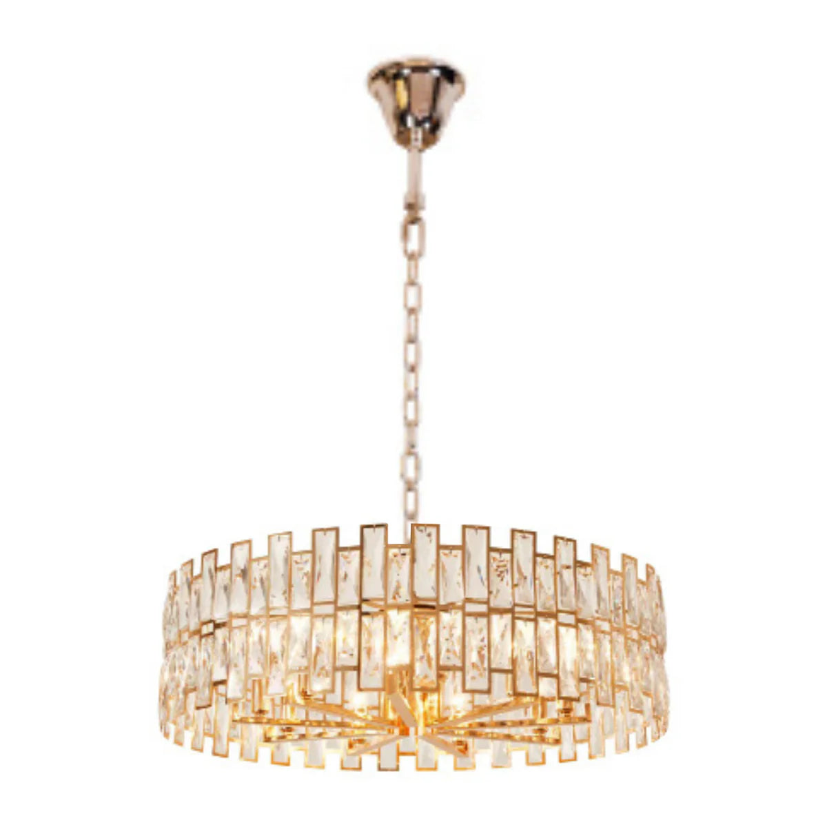 Gold 7-Light Round Crystal Traditional Pendant Fixture