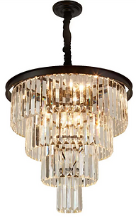 Black Rimmed Crystal Pendant- Four layers