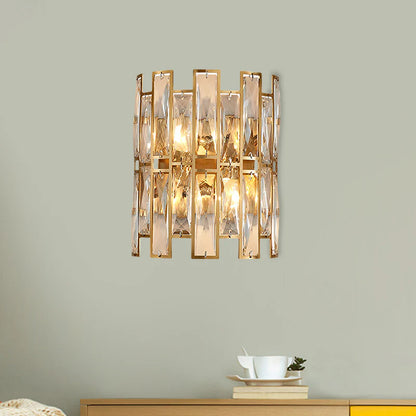 Cylinder Surface Wall Sconce Modern Crystal Rectangle