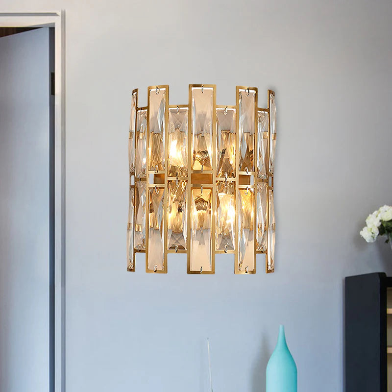 Cylinder Surface Wall Sconce Modern Crystal Rectangle