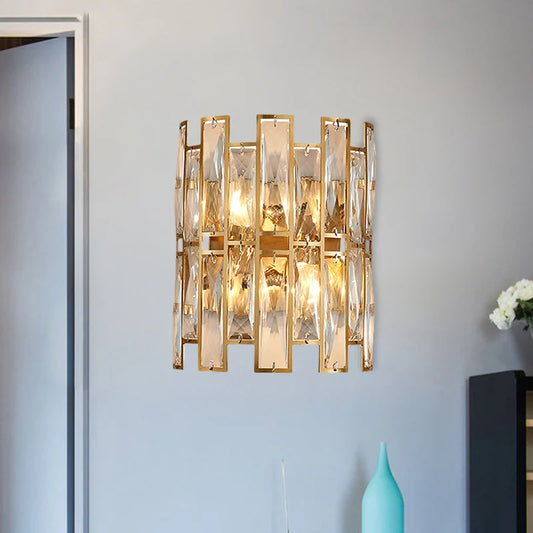 Cylinder Surface Wall Sconce Modern Crystal Rectangle